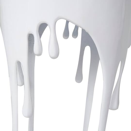 White Aluminum Drip Accent Table with Melting Designed Body
